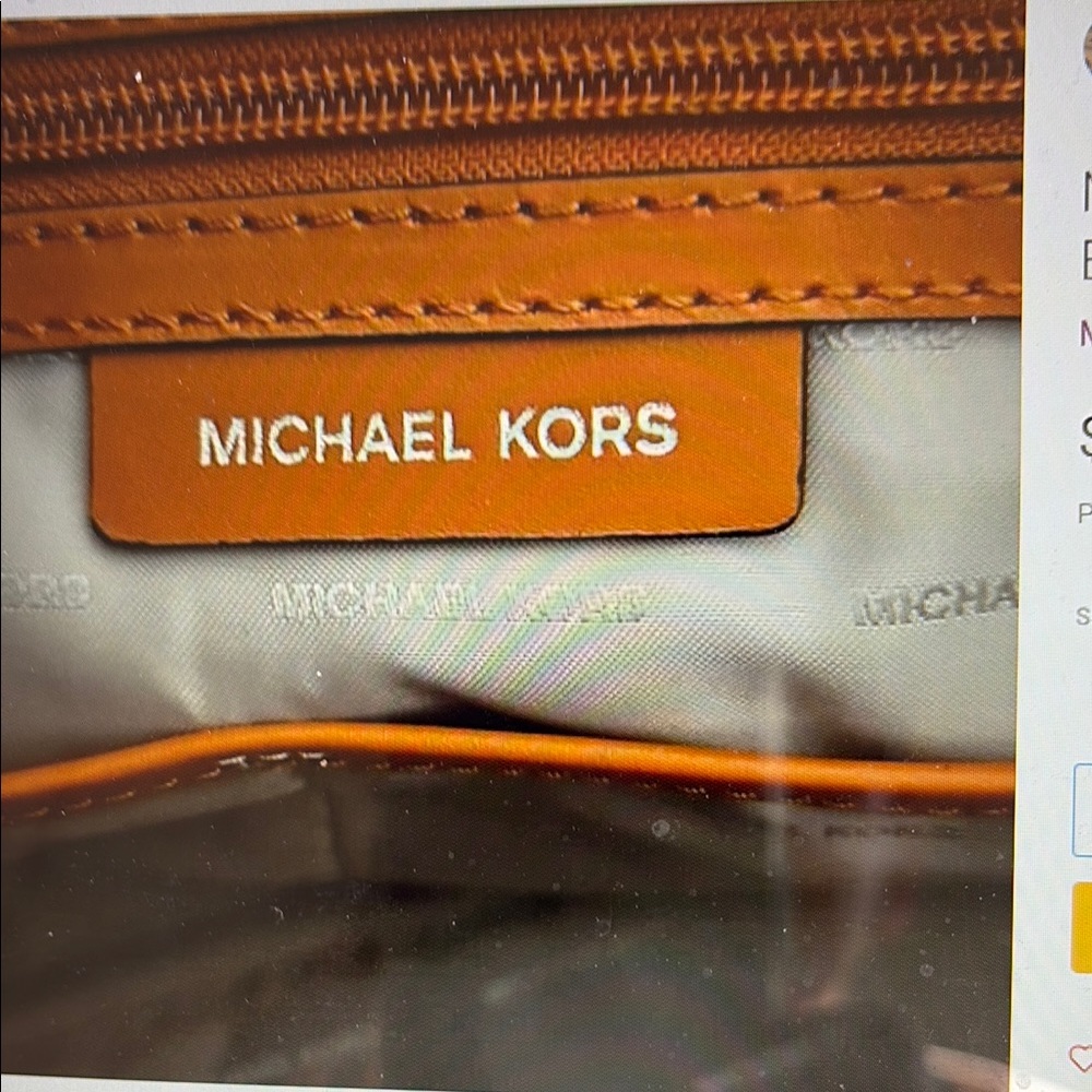 NWOT Michael Kors Shoulder Tote MK  Monogram Bag Purse Tan & Brown - Picture 5 of 8